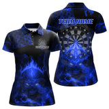 Maxcorners US Flag & Skull Custom Patriotic Blue Dart Polo Shirts For Men, Dart Team Jerseys LM2007