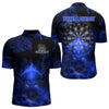 Maxcorners US Flag & Skull Custom Patriotic Blue Dart Polo Shirts For Men, Dart Team Jerseys LM2007