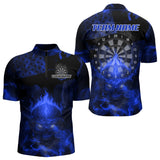 Maxcorners US Flag & Skull Custom Patriotic Blue Dart Polo Shirts For Men, Dart Team Jerseys LM2007