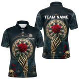Maxcorners Custom Funny Skull Red Rose Men Dart Shirts Personalized Dart Team Jerseys, Dart Gifts MT2108