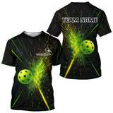Maxcorners Custom Men Pickleball T-Shirt Personalized Breaking Glass With Green Pickleball Lovers MT2108