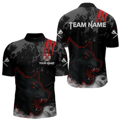 Maxcorners Black Darts Wolf Shirt Grunge Pattern For Men - Custom Team & Player Name LM1625
