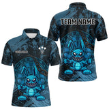 Maxcorners Crazy Rabbit Dartboard Arrows Grunge Darts Shirt For Men - Custom Name & Team | Opt1 - Blue  LM3006