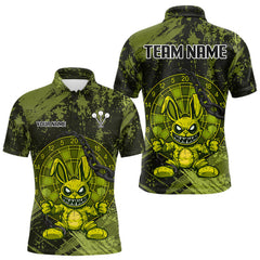 Maxcorners Crazy Rabbit Dartboard Arrows Grunge Darts Shirt For Men - Custom Name & Team | Opt2 - Military  LM3006