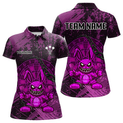 Maxcorners Crazy Rabbit Dartboard Arrows Grunge Darts Shirt For Men - Custom Name & Team | Opt3 - Purple LM3006