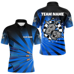 Maxcorners Goat Dartboard & Dart Arrow Funny Darts Shirt For Men Custom Name & Team | Opt1 - Blue TU0107
