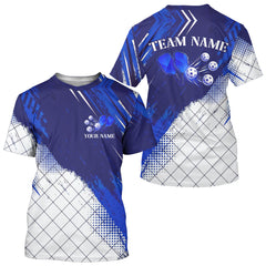 Maxcorners Custom White And Blue Pickleball Ball T-Shirt For Men Grunge Pickleball Team Jerseys LM0409