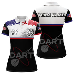 Maxcorners American Flag Grey Smoke Dartboard Men's Darts Shirt - Custom Name For Darts Jersey MT1006