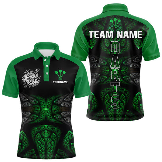 Maxcorners Armor-Style Tribal Green Dartboard Men's Darts Shirt - Custom Name For Darts Jersey
