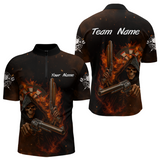 Maxcorners Flaming Grim Reaper Custom Name Darts Jersey For Men - Skull Darts Shirt For Players LM1506