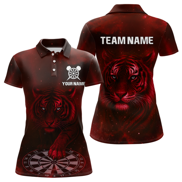 Maxcorners Red Galaxy Tiger Dartboard Men's Darts Team Shirt - Custom Name For Darts Jersey LM1506