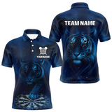 Maxcorners Azure Galaxy Tiger Dartboard Men's Darts Team Shirt - Custom Name For Darts Jersey LM1506