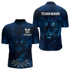 Maxcorners Azure Galaxy Tiger Dartboard Men's Darts Team Shirt - Custom Name For Darts Jersey LM1506