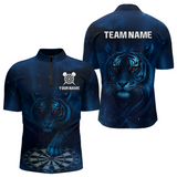 Maxcorners Azure Galaxy Tiger Dartboard Men's Darts Team Shirt - Custom Name For Darts Jersey LM1506