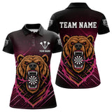 Maxcorners Custom Pink And Brown Bear Dartboard Polo Dart Shirt For Men Outfit Dart Team Jersey MT0609