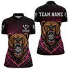 Maxcorners Custom Pink And Brown Bear Dartboard Polo Dart Shirt For Men Outfit Dart Team Jersey MT0609