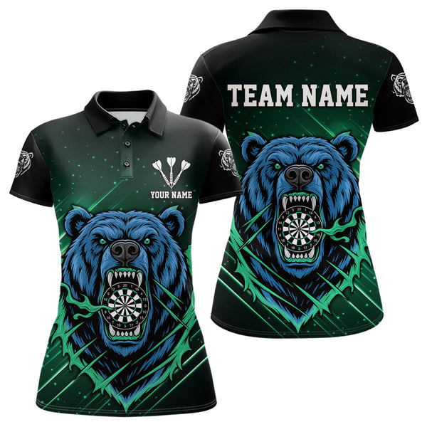 Maxcorners Custom Green And Blue Bear Dartboard Polo Dart Shirt For Men Outfit Dart Team Jersey MT0609