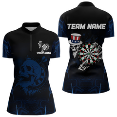 Maxcorners USA Gothic Skull Dartboard Men's Darts Team Shirt - Custom Name For Players MT1706