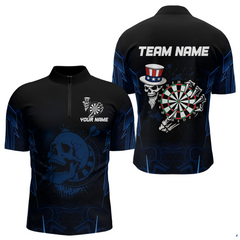 Maxcorners USA Gothic Skull Dartboard Men's Darts Team Shirt - Custom Name For Players MT1706