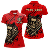 Maxcorners Skull Dartboard Strike Red Men's Darts Team Shirt - Custom Name For Darts Jersey LM2206