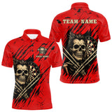 Maxcorners Skull Dartboard Strike Red Men's Darts Team Shirt - Custom Name For Darts Jersey LM2206