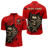 Maxcorners Skull Dartboard Strike Red Men's Darts Team Shirt - Custom Name For Darts Jersey LM2206