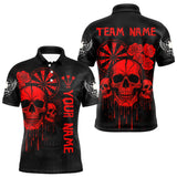 Maxcorners Red Dripping Skulls & Darts Men's Grunge Darts Shirt - Custom Name For Players LM2206