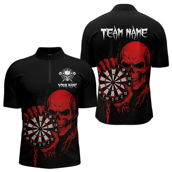 Maxcorners Men’s Darts Shirt With Navy Owl And Grunge Dartboard, Custom Name Option LM2404