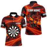 Maxcorners Orange Waving Lines Flame Dart Arrow Men's Darts Shirt - Custom Name & Team Jersey LM3006