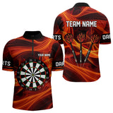 Maxcorners Orange Waving Lines Flame Dart Arrow Men's Darts Shirt - Custom Name & Team Jersey LM3006