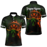 Maxcorners Orange Flaming Dartboard & Bull Darts Shirt For Men - Custom Name & Team Jersey LM3006