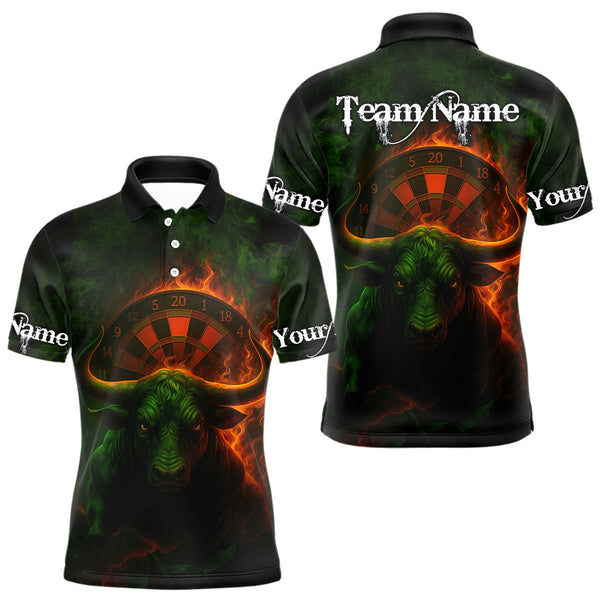 Maxcorners Orange Flaming Dartboard & Bull Darts Shirt For Men - Custom Name & Team Jersey LM3006