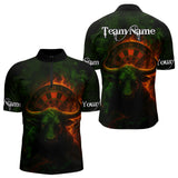 Maxcorners Orange Flaming Dartboard & Bull Darts Shirt For Men - Custom Name & Team Jersey LM3006