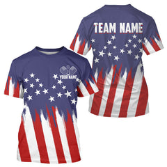 Maxcorners Custom American Flag Patriotic Pickleball T-Shirt For Men Outfit Pickleball Team Jerseys LM0409