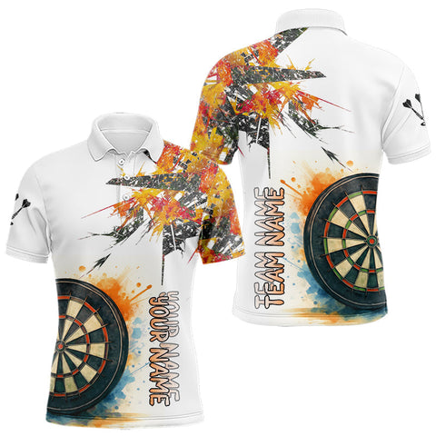 Maxcorners Color Splash Dartboard Polo Shirt For Men Custom Vibrant Darts Team Jersey TU0408