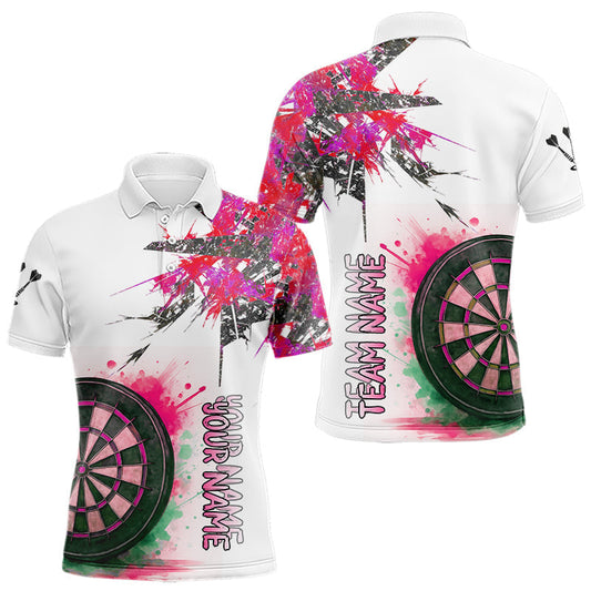 Maxcorners Artistic Dartboard Polo Shirt For Men Custom Multicolor Darts Jerseys, Team Outfit