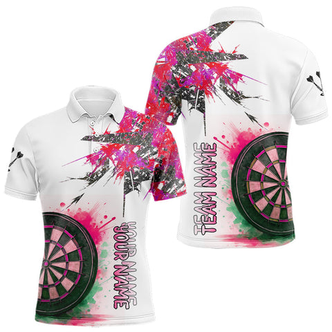 Maxcorners Artistic Dartboard Polo Shirt For Men Custom Multicolor Darts Jerseys, Team Outfit TU0408