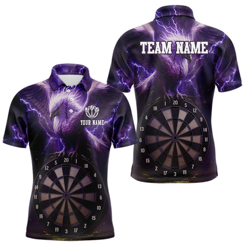 Maxcorners Men's Dart Polo & 1/4-Zip Shirt Custom Fantasy Eagle, Dart Team Jerseys | Purple TU1108