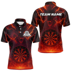 Maxcorners Men's Dart Polo & 1/4-Zip Shirt Custom Lightning Dragon Skull With Dart Jerseys | Red TU1108