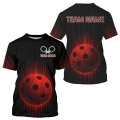 Maxcorners Pickleball T-Shirt For Men Custom Glitch Streaks Pickleball, Pickleball Gift | Red LM1708