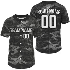 Maxcorners Custom Grey Camouflage Baseball Jersey For Men Personalized Youth Baseball Jerseys LM2608