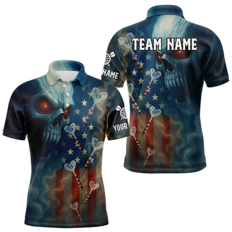 Maxcorners Custom Patriotic Men Darts Shirt Personalized US Flag Dart Arrows Outfits Dart Team Jerseys MT2108