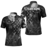 Maxcorners Custom Patriotic Men Darts Shirt Personalized US Flag Dart Arrows, Grey Outfits Dart Jerseys MT2108