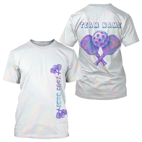 Maxcorners Personalized Holographic Pickleball T-Shirt For Men Custom Holo Pickleball Team Jersey LM2608