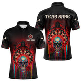Maxcorners Custom Red Flames Grim Reaper Dartboard Men Darts Polo Shirt Rose Skulls Darts Jersey TU1711