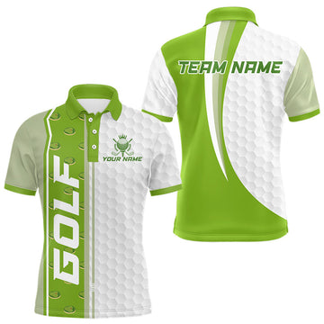 Maxcorners Green Golf Course Pattern Golf Polo Shirts For Men Custom Team Name White Golf Ball Jersey LM1705