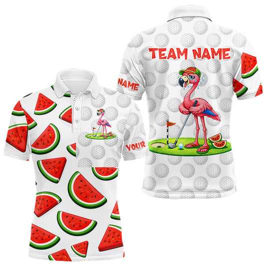 Maxcorners Funny Watermelon Pattern Mens Golf Polo Shirts Custom Funny Golfing Flamingo Golf Shirts
