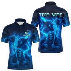 Maxcorners Custom Panther Lightning Blue Grim Heaper Dart Polo Shirt For Men Outfit Dart Team Jersey LM1809
