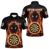 Maxcorners Custom Fire Flame Dartboard Horror Panther Dart Men Polo Jerseys Red Flame Dart Shirts LM2110