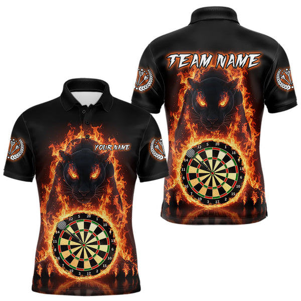 Maxcorners Custom Fire Flame Dartboard Horror Panther Dart Men Polo Jerseys Red Flame Dart Shirts LM2110